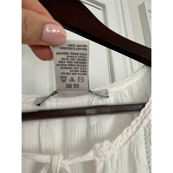 American Rag Lace Mix Peasant Top size L white - Picture 7 of 9